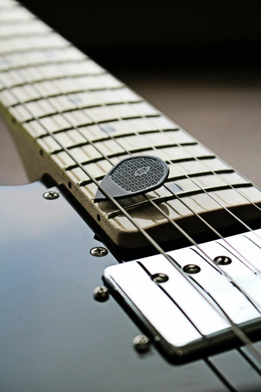 the frets and pickups on a guitar are shown