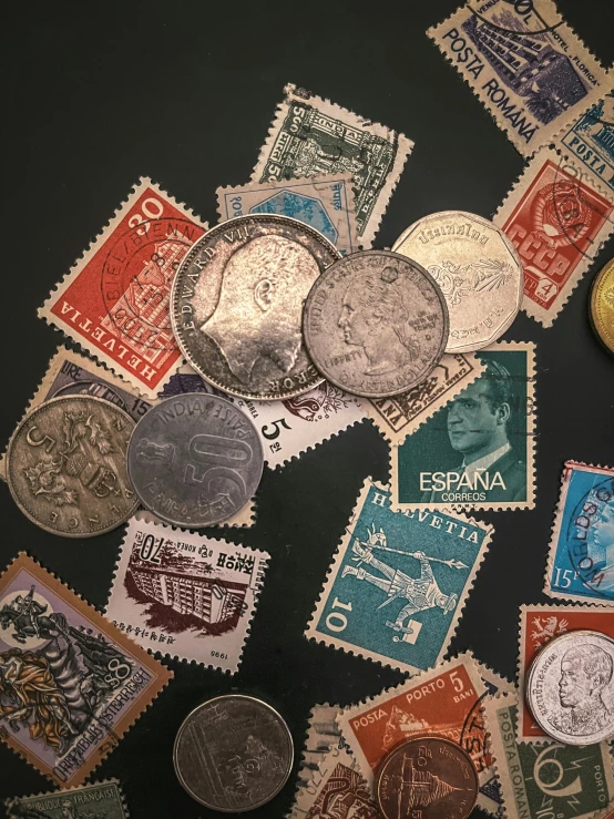 some of the stamps are from several countries
