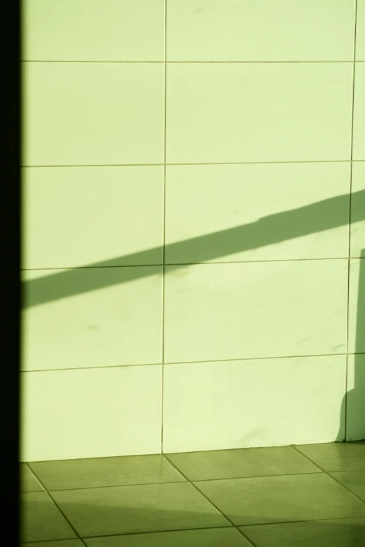 the shadow of a light pole against the side of a white wall