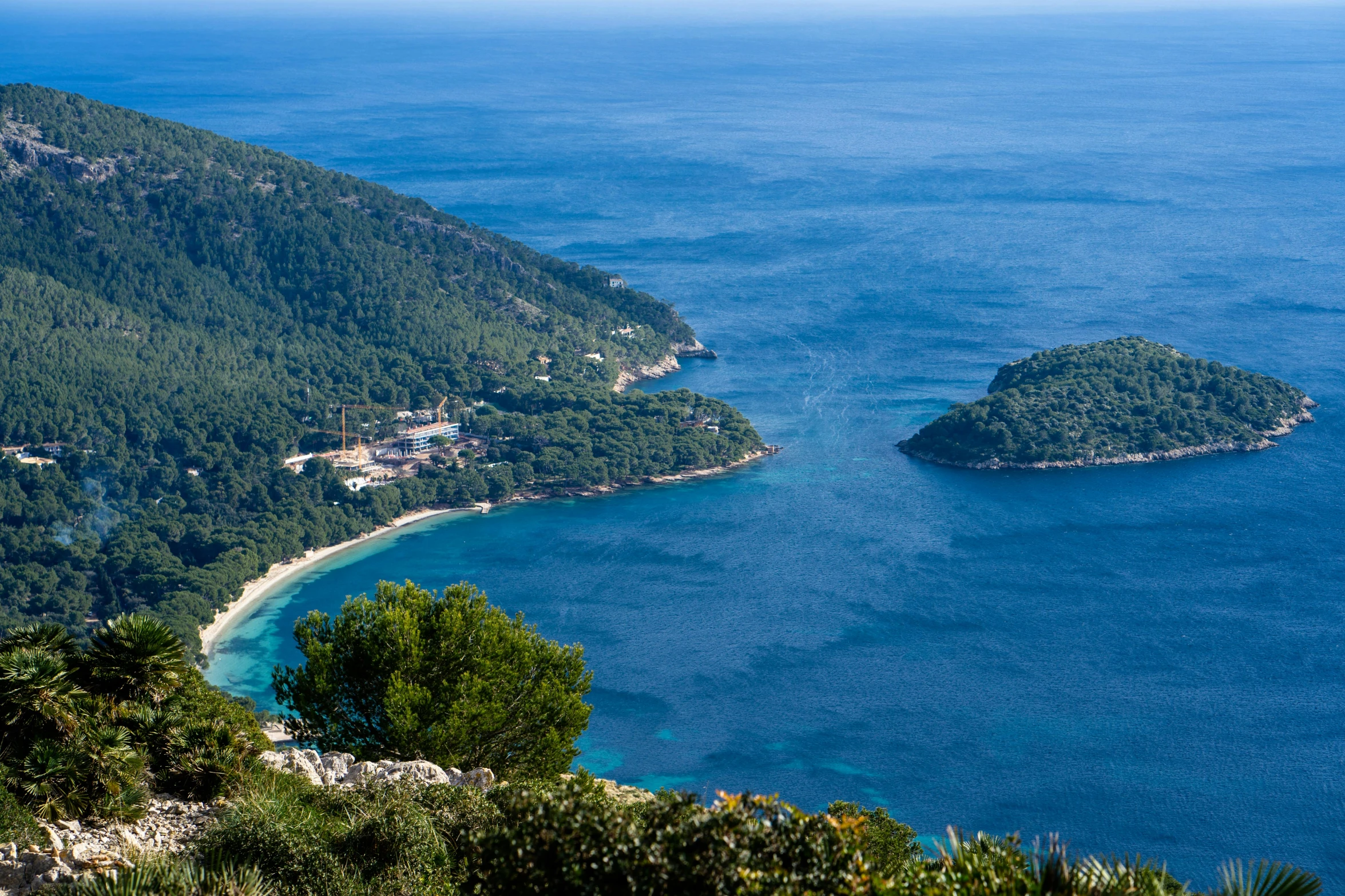 the landscape in the po appears to be looking down on an island