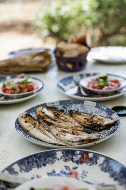 an image of plates with food on them