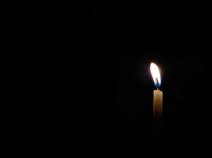 a candle with a small flame in it