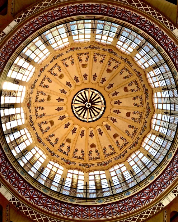 the ceiling and glass domes in the building