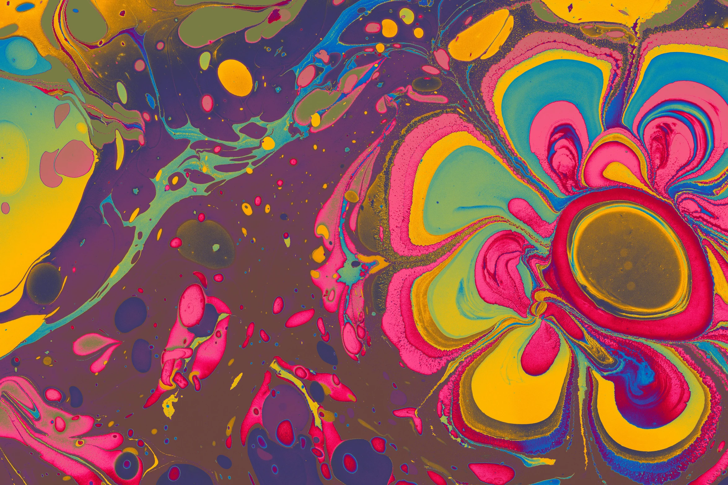 a vint painting of colorful paints in bright colors