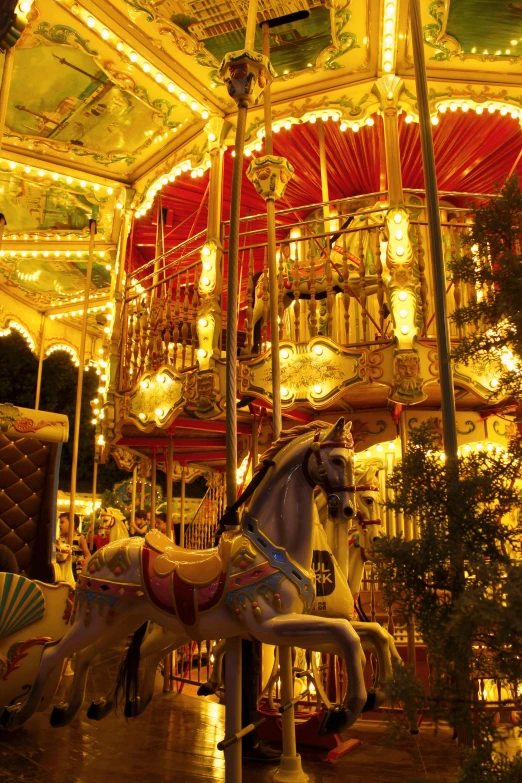 a merry go round horse is shown in this artistic scene