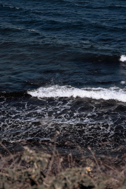 an ocean view with surfer in the waves