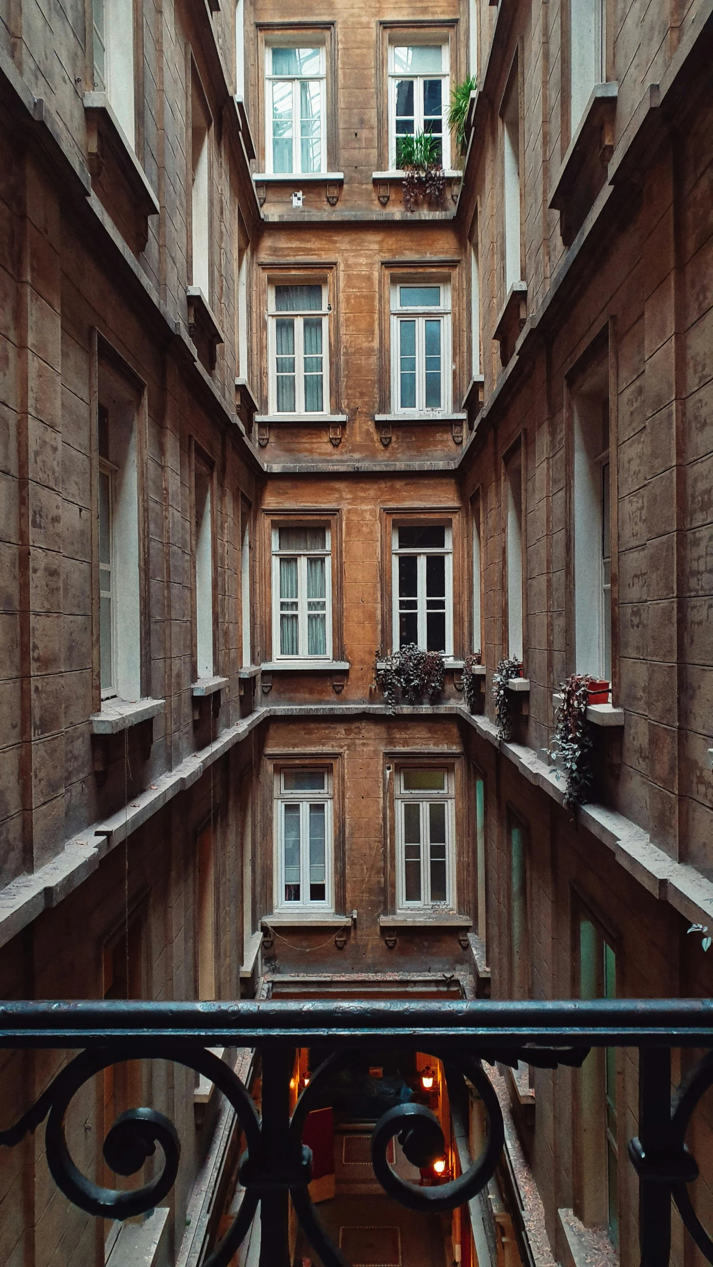 a high angle s of a building with many windows