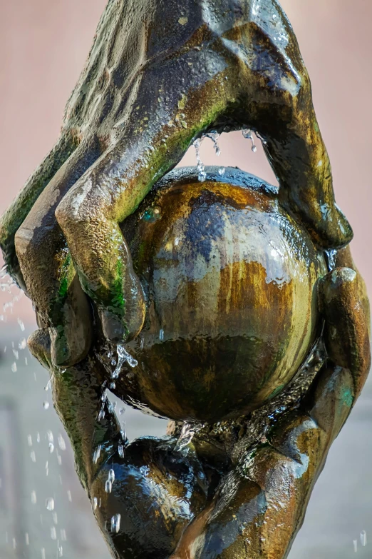 the statue is covered in brown and black mud