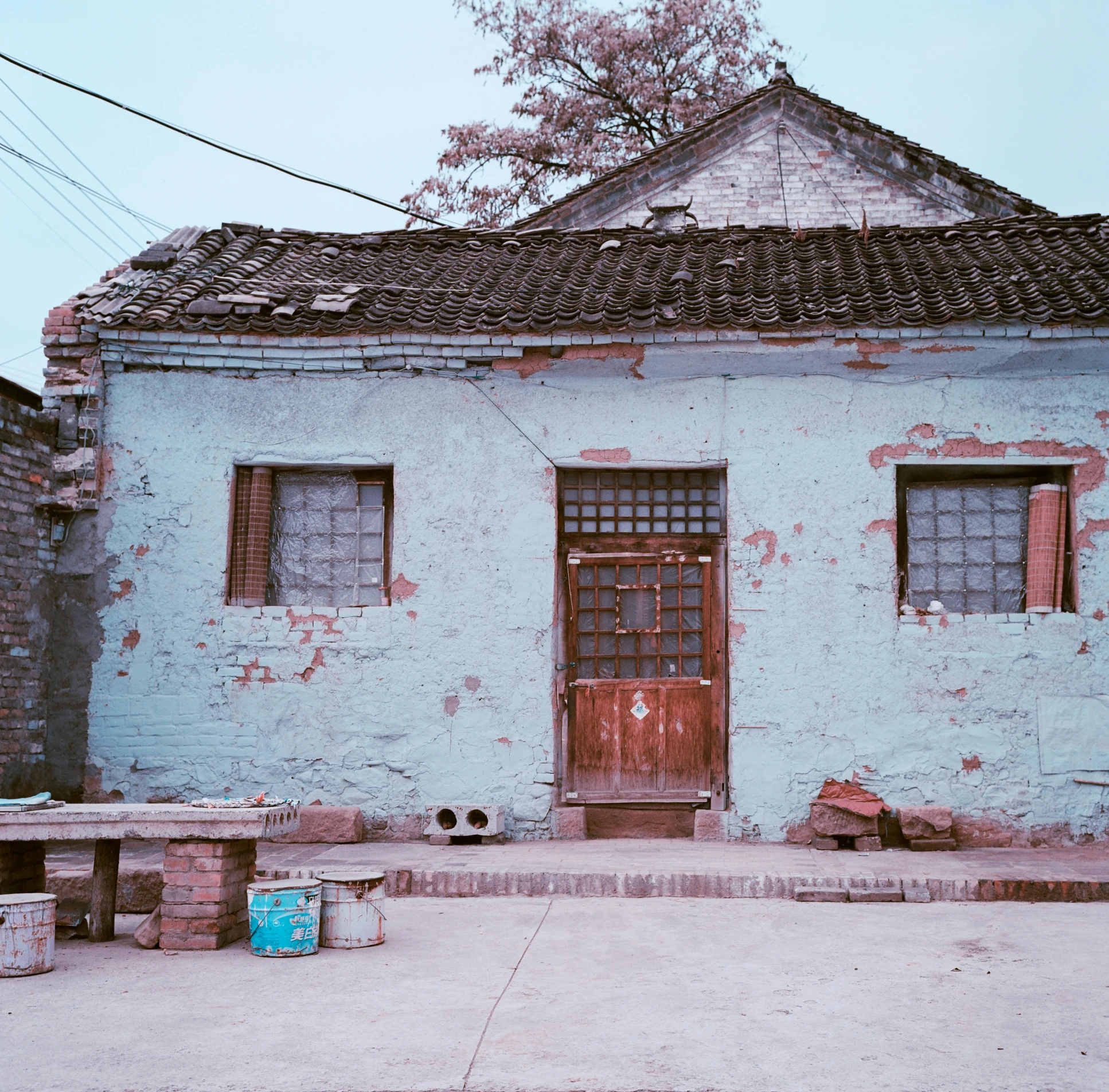 this is a picture of a building with doors