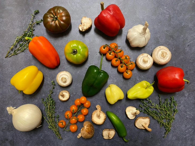 various vegetables in a circle arranged together