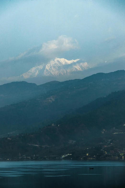 the view of mountains from across the water