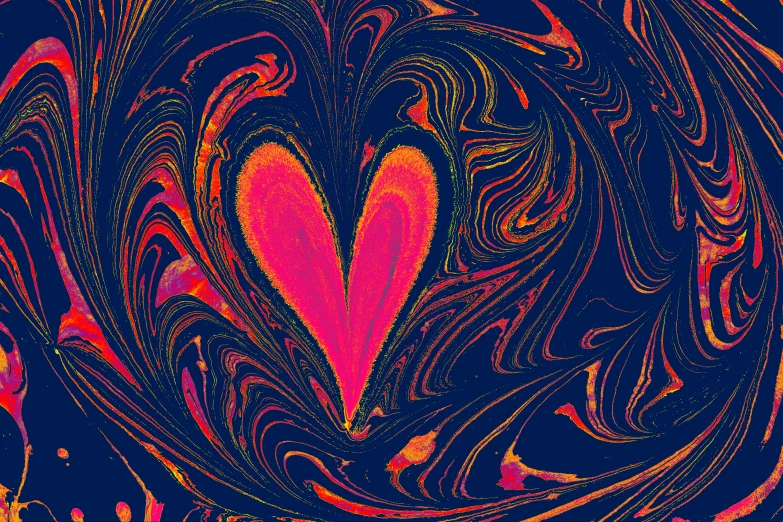 abstract heart and flower designed art with blue background