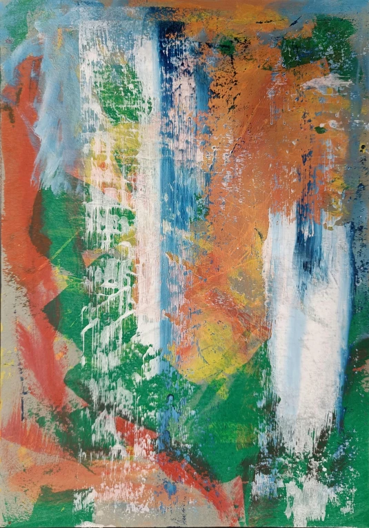 abstract painting showing various colors and lines on a square