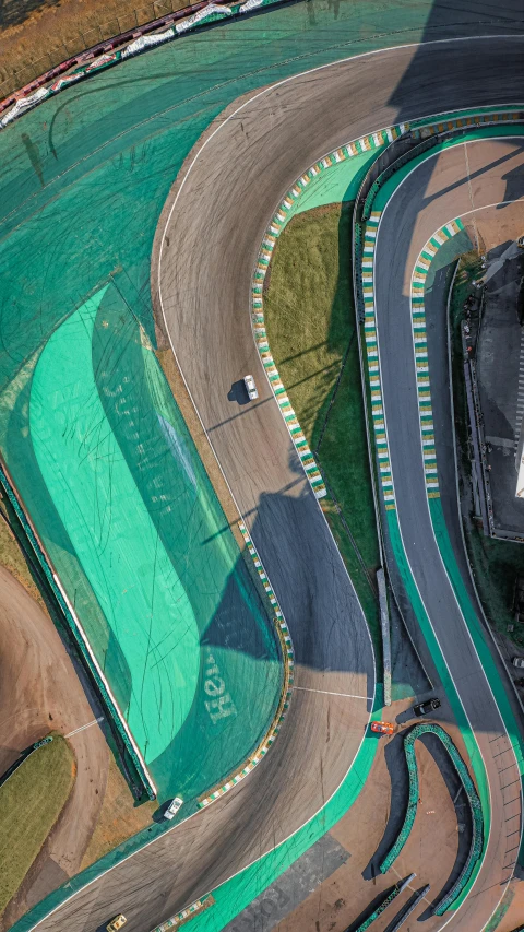 aerial view of a race track in a different color