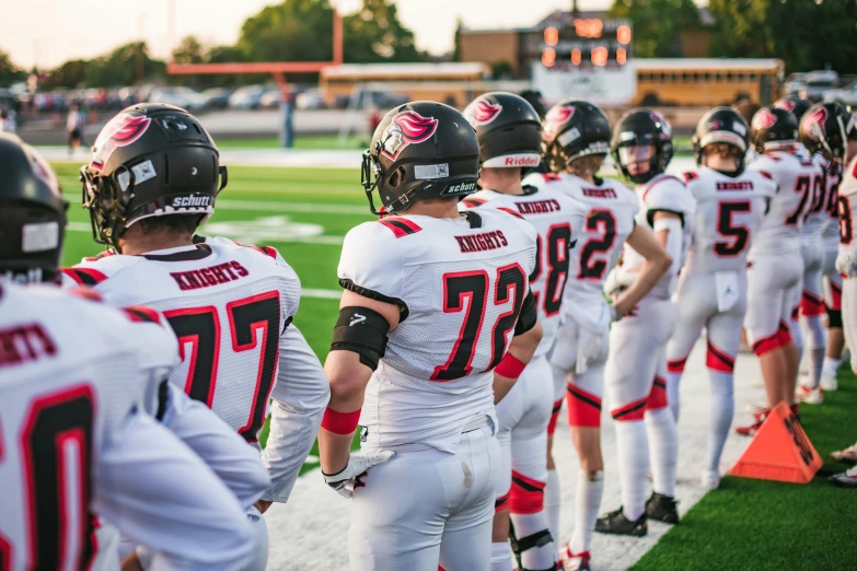 a football team standing in a line