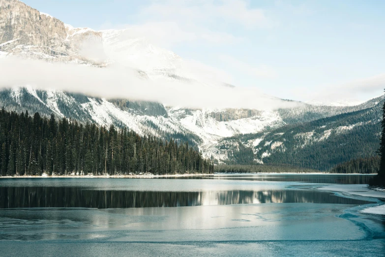 the mountains are covered with snow in winter