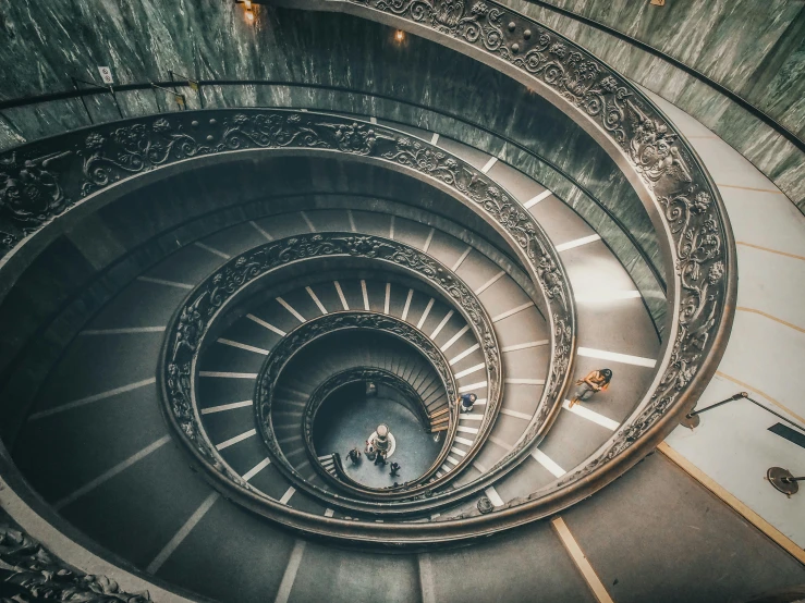 the top view of a spiral stair railing