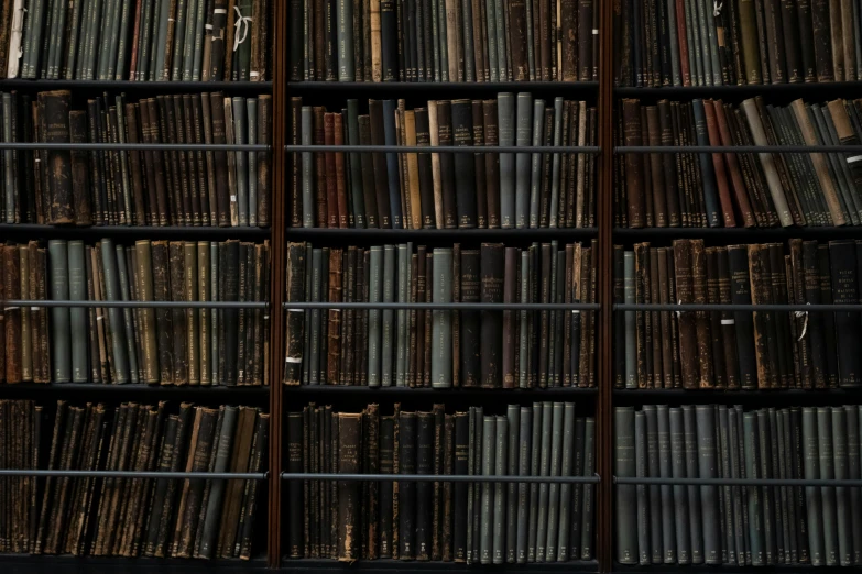 many books on a shelf, including the old book