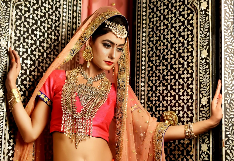 a beautiful young indian woman in her traditional outfit