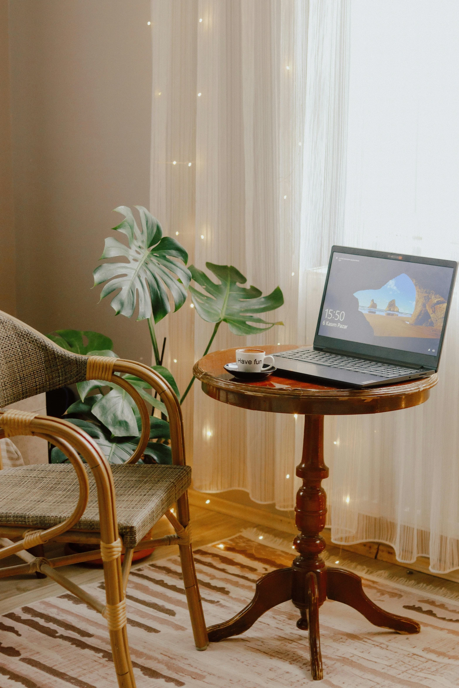 a chair and a table in a room