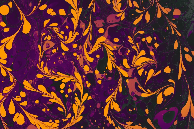 abstract painting of orange and pink plants with sprinkles