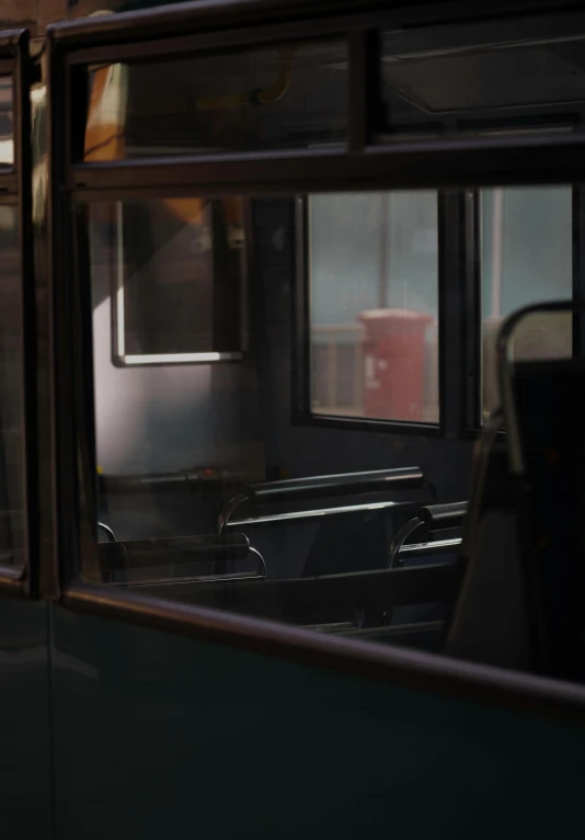 a dark image of an old bus in the background