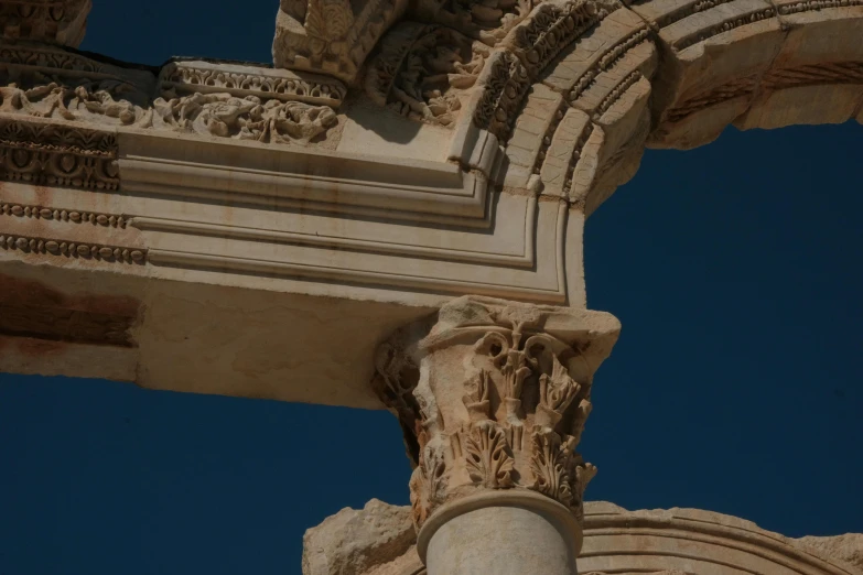 a close up of columns and arches in a city