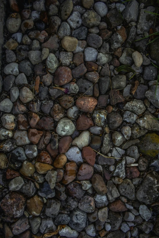 a bunch of rocks and grass next to each other