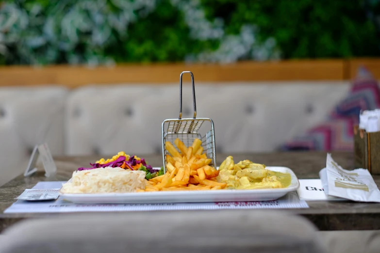 a plate with a few different food items on it