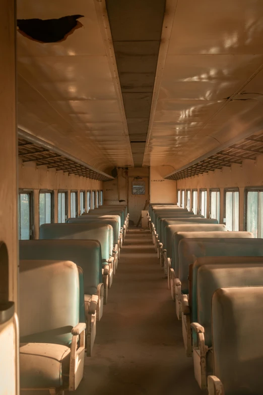 inside of an empty train car with several seats