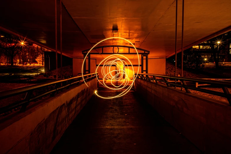 the tunnel is going along the wall at night