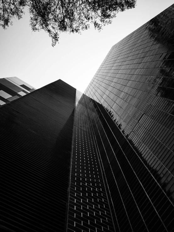 black and white po of tall buildings