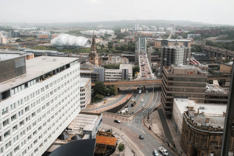 this is a view of a street intersection from a skyscr