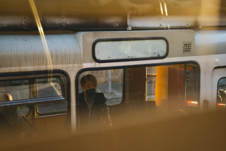 a view from a window looking out at a train