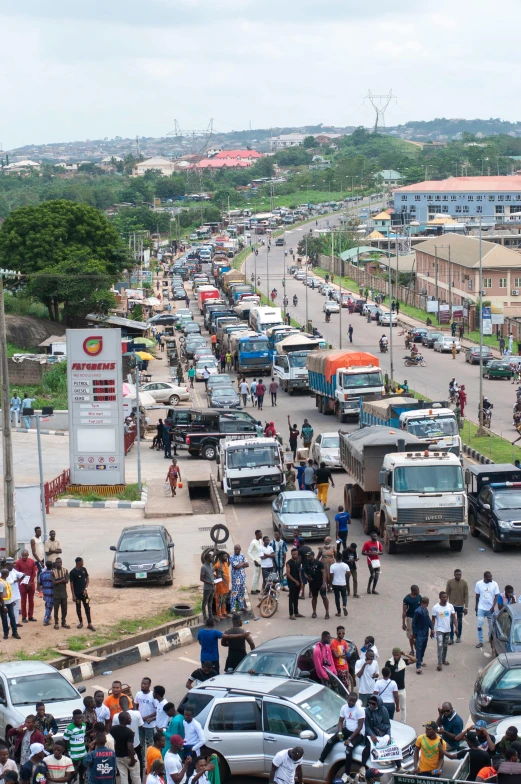 a city street filled with people and traffic