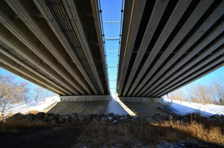 the underside of the bridge shows it is very high