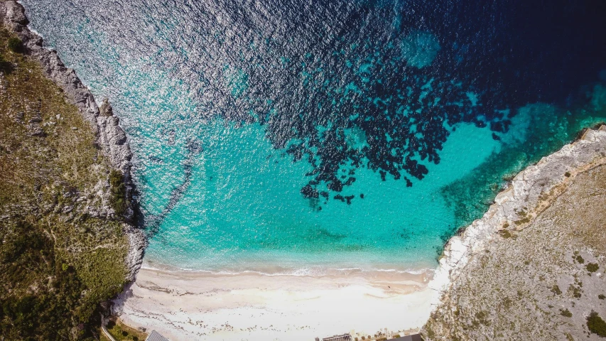 an aerial view of the sea from a high above