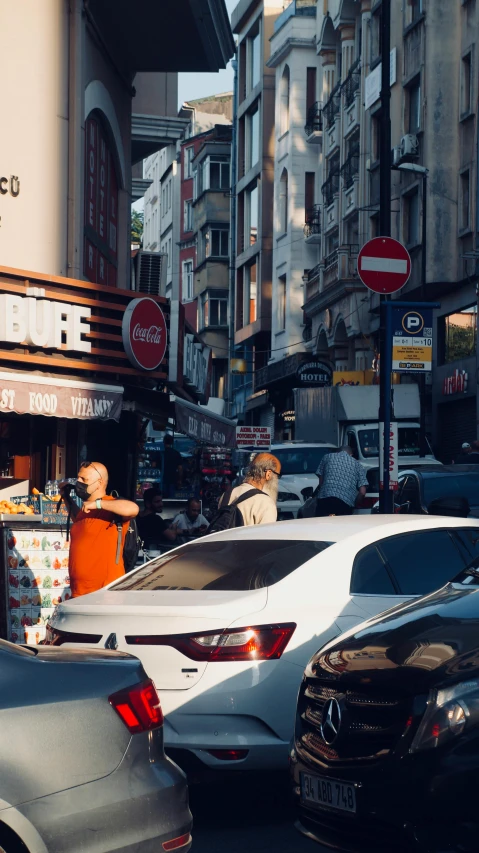 a man walking on the street in a foreign city