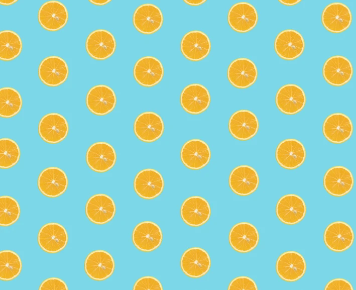 an orange pattern on a bright blue background