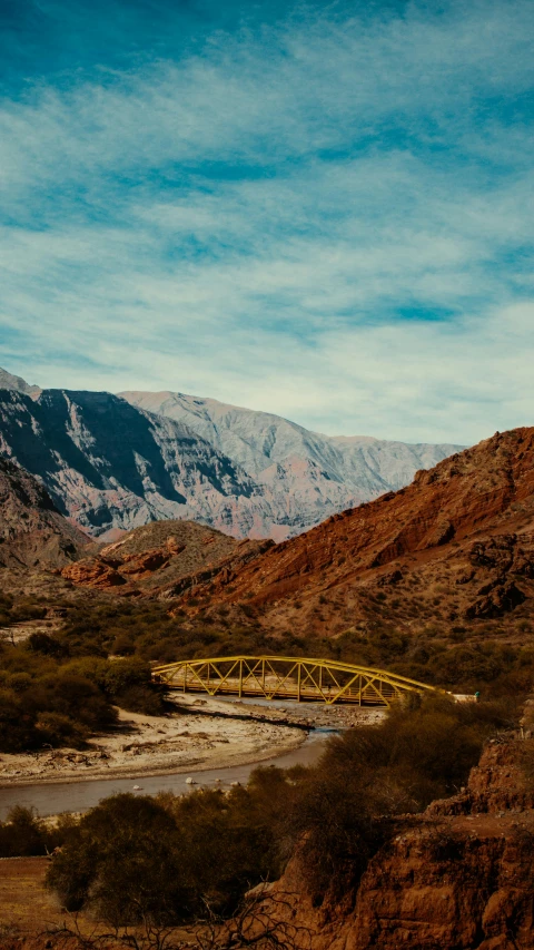 mountains, sky and stream in an open area