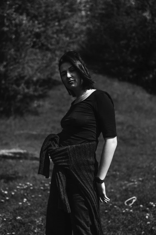 black and white pograph of a pregnant woman