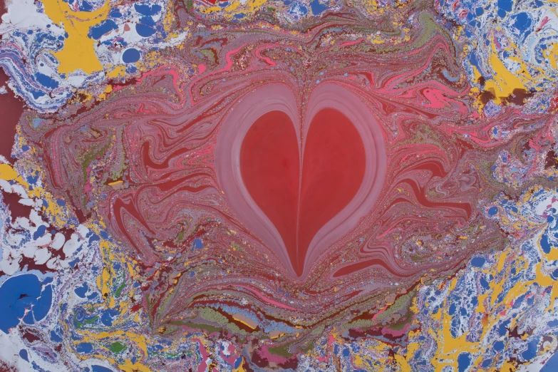 the painting is heart shaped and has many colors