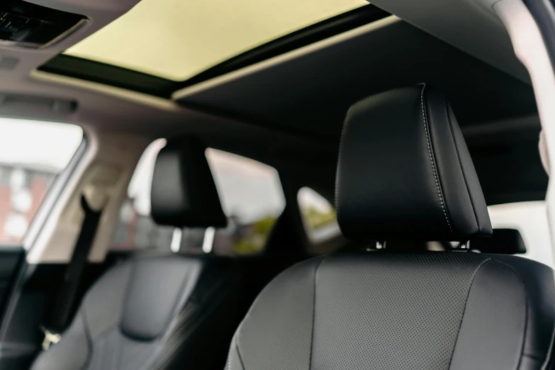 this is a black leather seating area inside a car