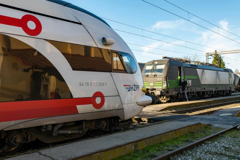 a train is pulling up to the station