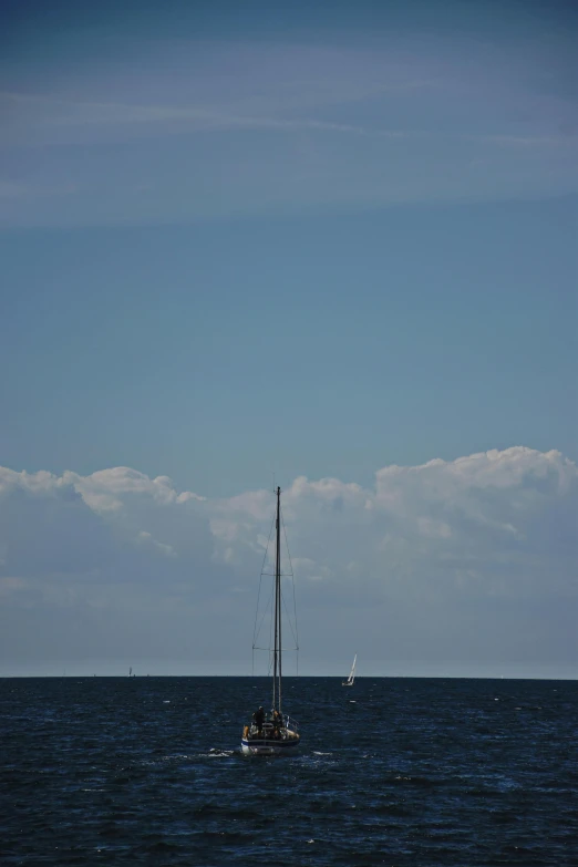 sailboat out on the open sea in a clear blue sky