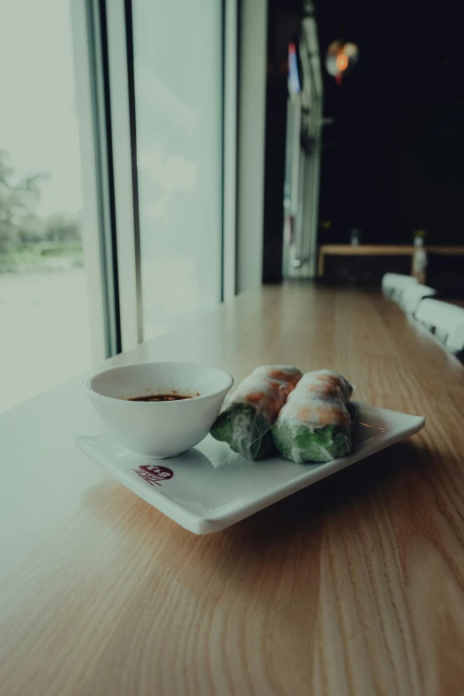 a small plate filled with food on a table