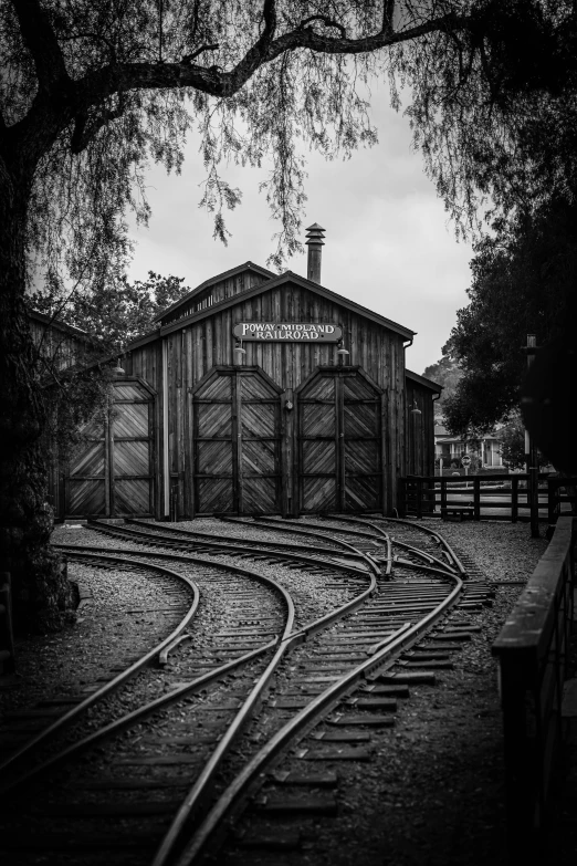 black and white pograph of an old train station