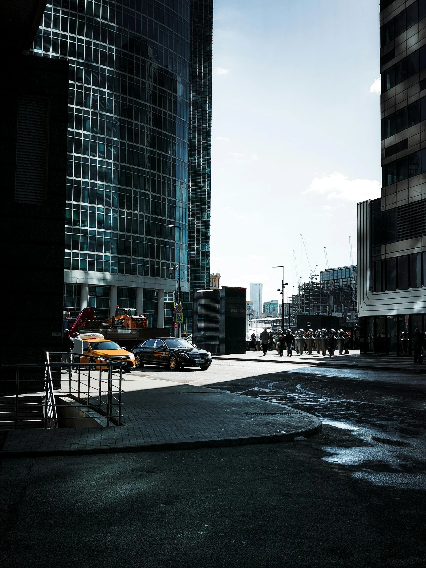 cars parked on the street in the city