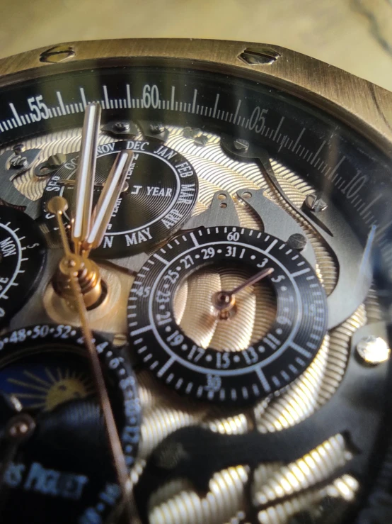 the mechanism on a mechanical watch with no hands
