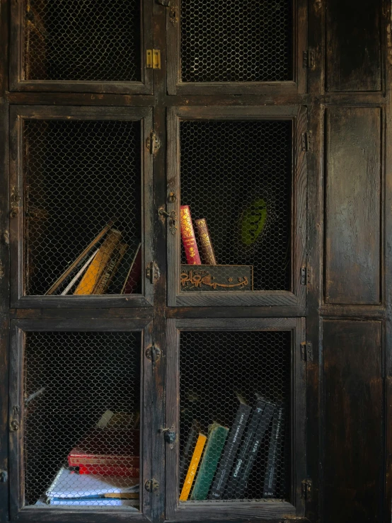 this bookcase has several rows of books in it